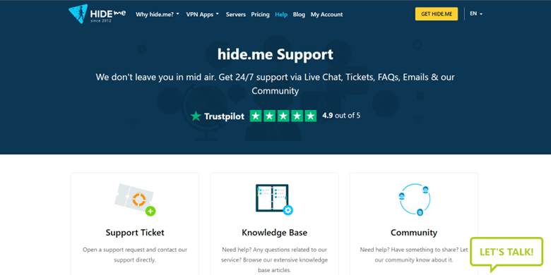 Hide.me VPN Customer Support